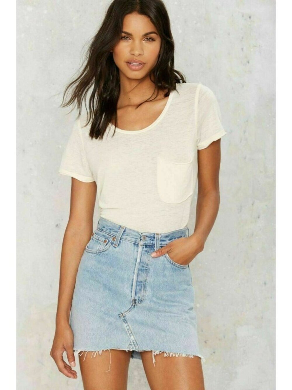After Party by Nasty Gal Drifter Denim Mini Skirt Raw Hem Size 25 & 29 NWOT